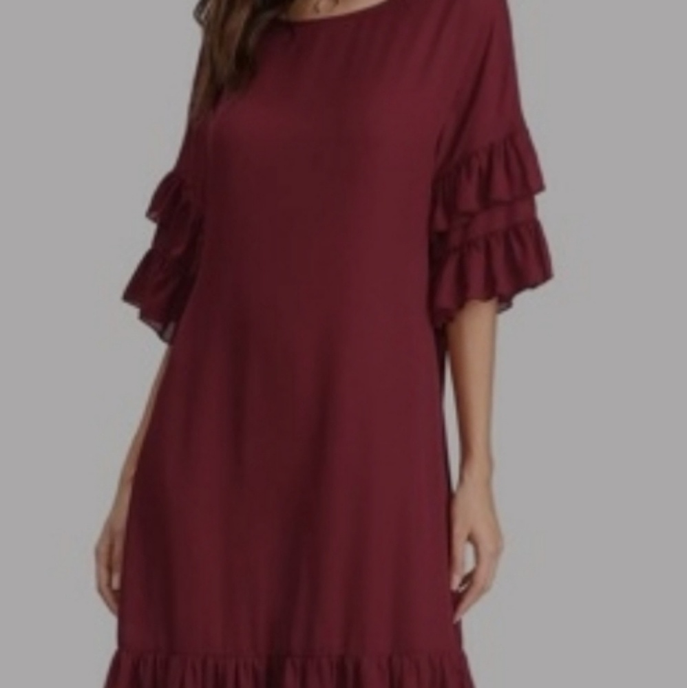 *SOLD ON 6/8* Red ruffle sleeve and hem dress